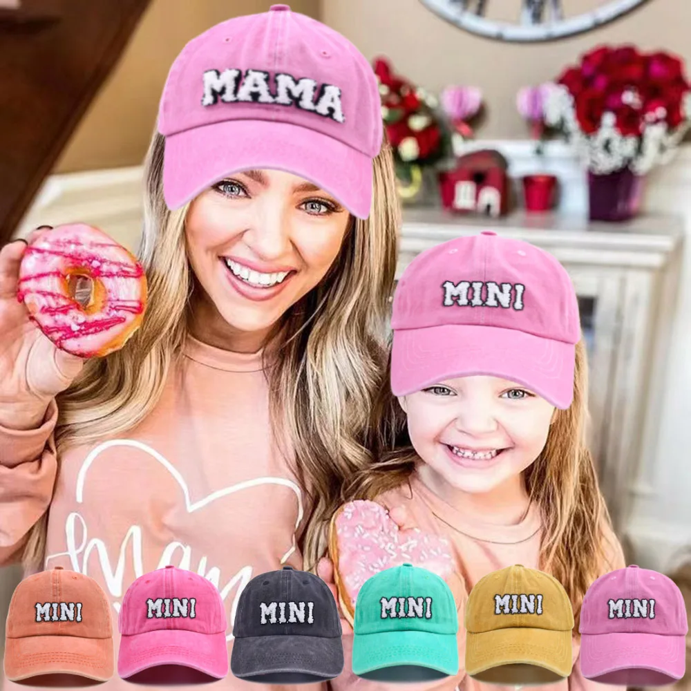 

14 Style Mother and Daughter Baseball Hat Wide Brim Letters Printed Adjustable Cap for Casual Daily