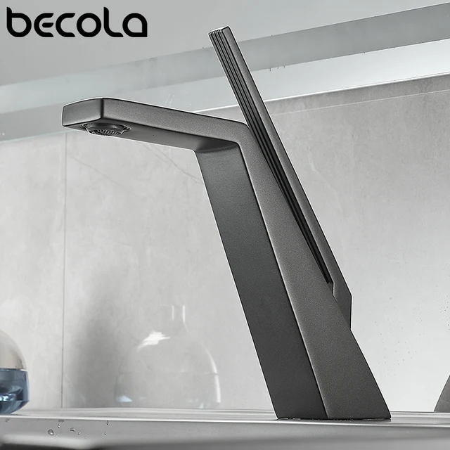 Becola ทองเหลืองห้องน้ําก๊อกน้ําอ่างล้างหน้าก๊อกน้ําสีดําอ่างล้างจานก๊อกเดี่ยวเย็นและน้ําร้อน TAP Golden ก๊อกน้ํา 1