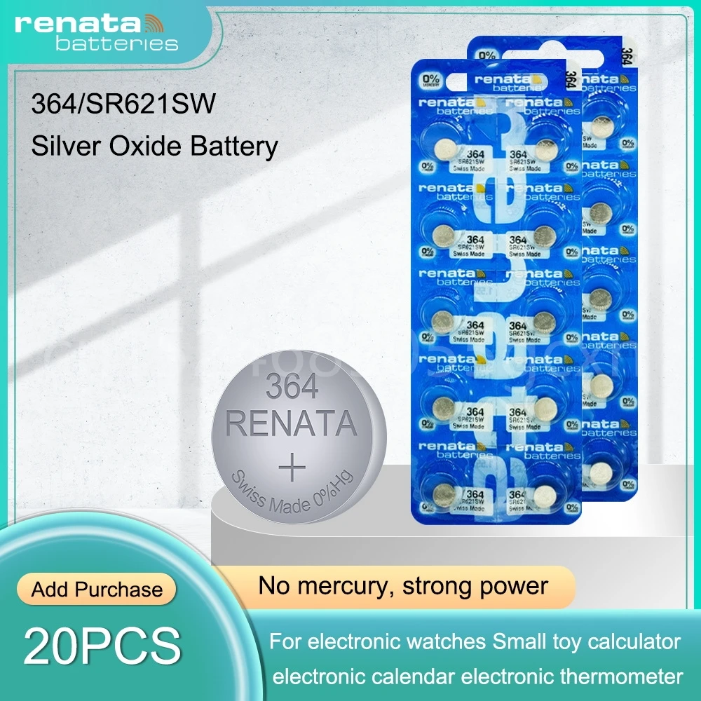 50PCS Original Renata 364 SR621SW AG1 LR60 GP364 164 EE620 1.55V