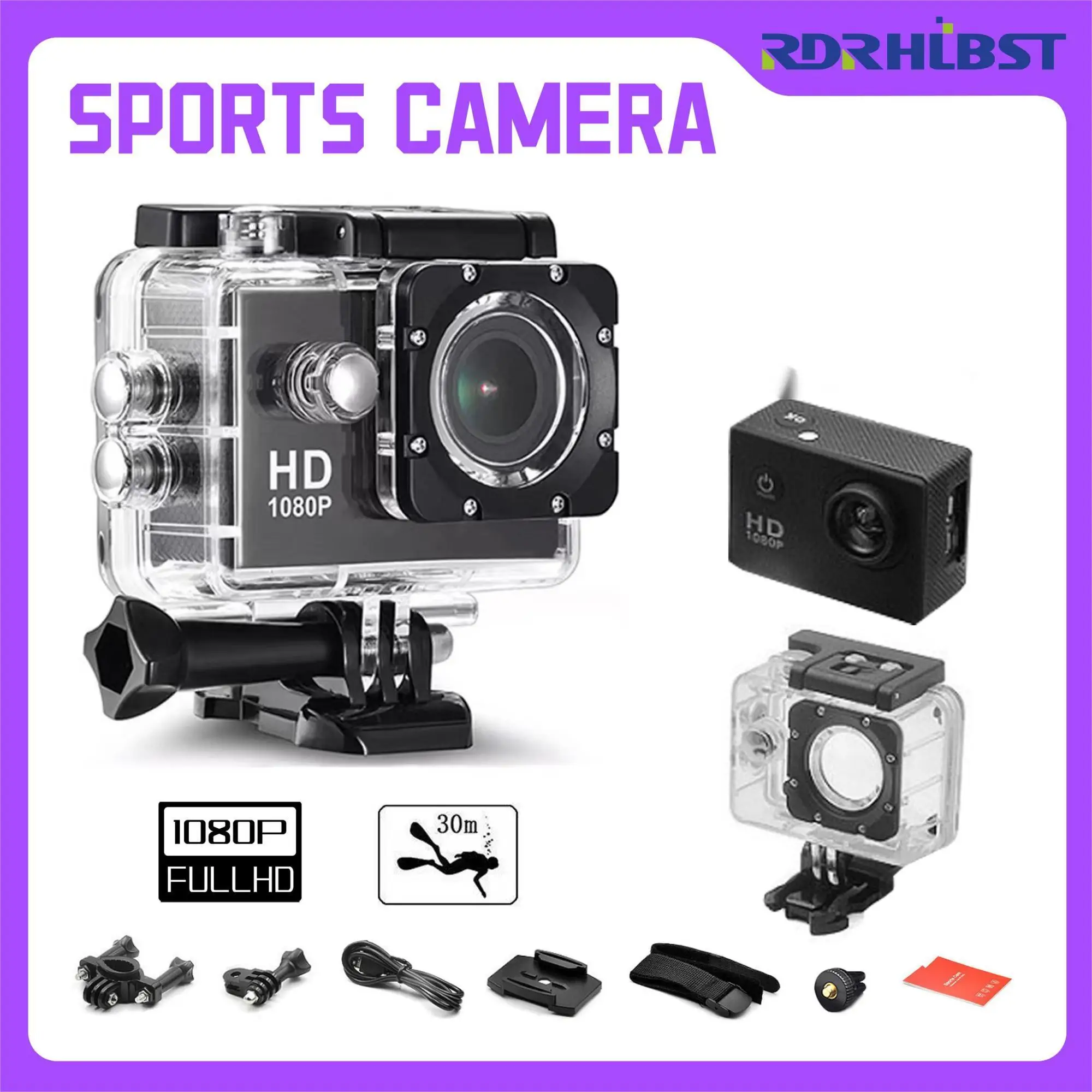 1080P Action Camera 4k 30FPS Waterproof Video Shooting Sports Spinal Run Cam Motorcycle Helmet Camera Helmet Cam