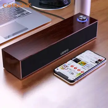 Carpbaba E350M Soundbar Home Theater Wired Bluetooth Speaker Computer Subwoofer Echo Wall Desktop Wooden Soundbox HiFi Stereo 2