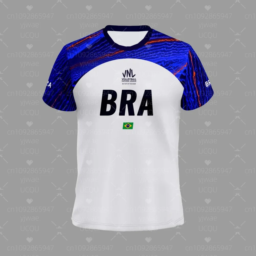 HOT SELL WOMEN Brazil VNL Volleyball Jersey UNISEX Adult Tops Men's Round Neck Short Sleeved Lightweight Sports Jersey T-Shirt 2