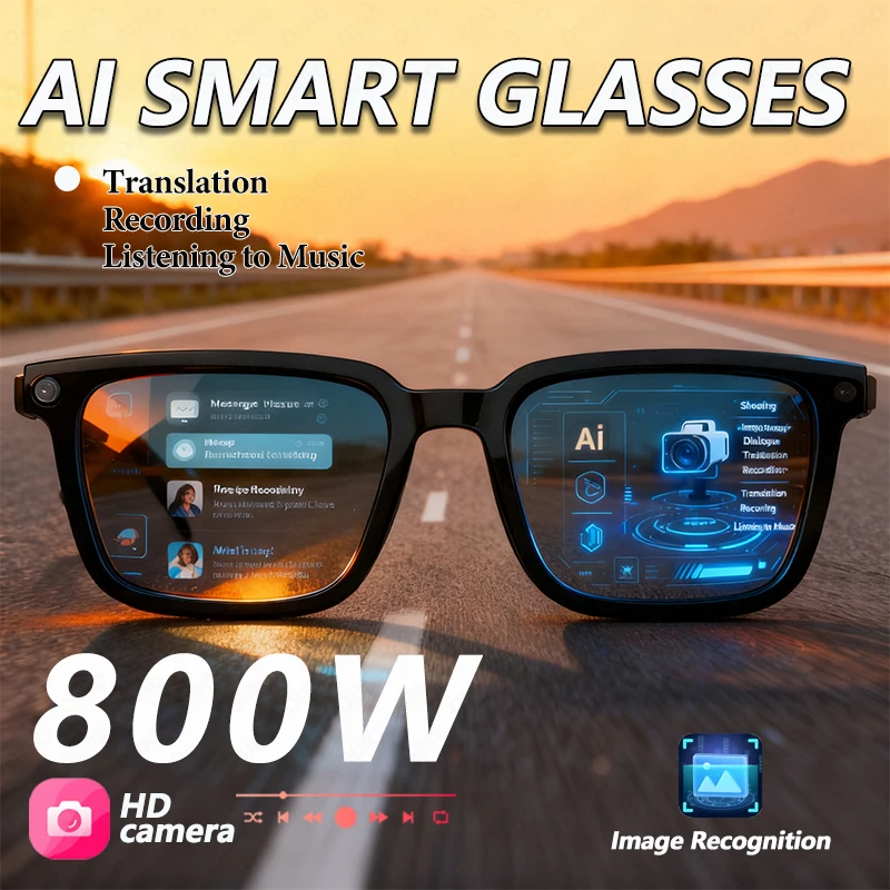 Smart Glasses Con Traduzione AI E Cuffie Bluetooth – Registrazione Vocale, Oro+Rosso