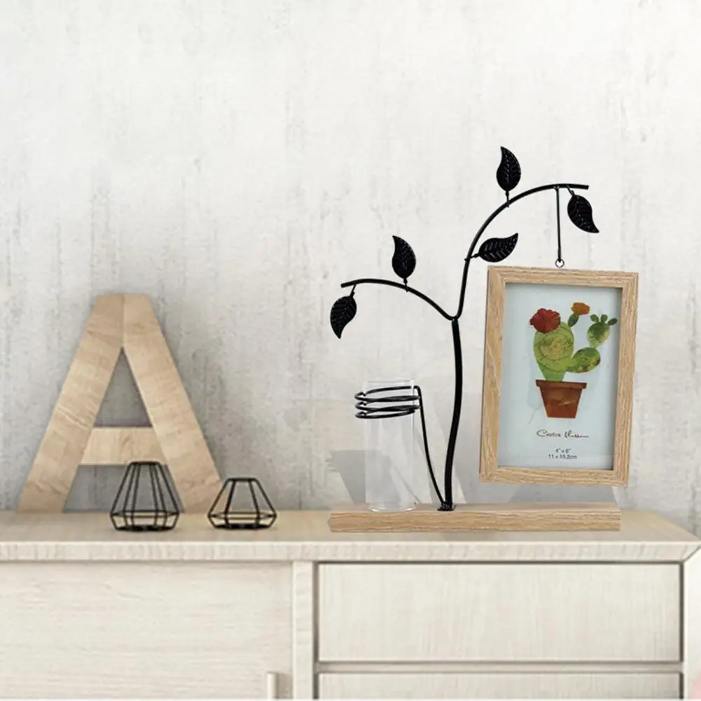 Photo frame double sided stable base high strength rustproof with hydroponic vase home supplies