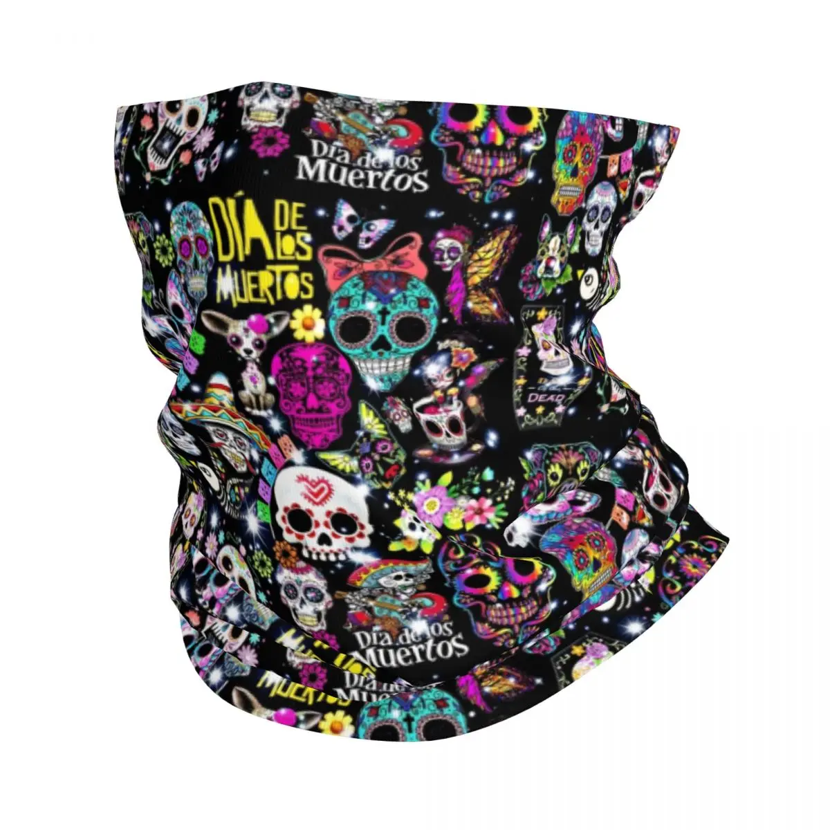 

Day Of The Dead Sugar Skull Bandana Neck Gaiter Printed Balaclavas Mask Scarf Headwear Riding for Men Women Adult Breathable