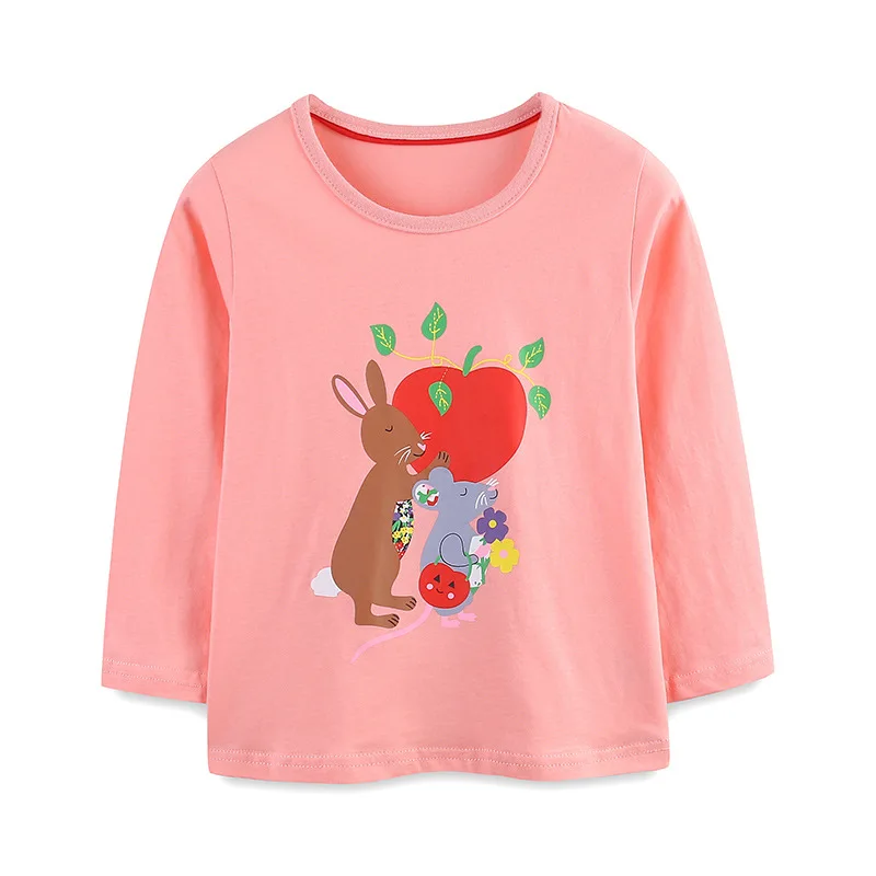 Children's Clothing Spring  Autumn 2025 Cartoon Mouse Long Sleeves T-shirt Spring Cotton Tops Baby Girls Clothes