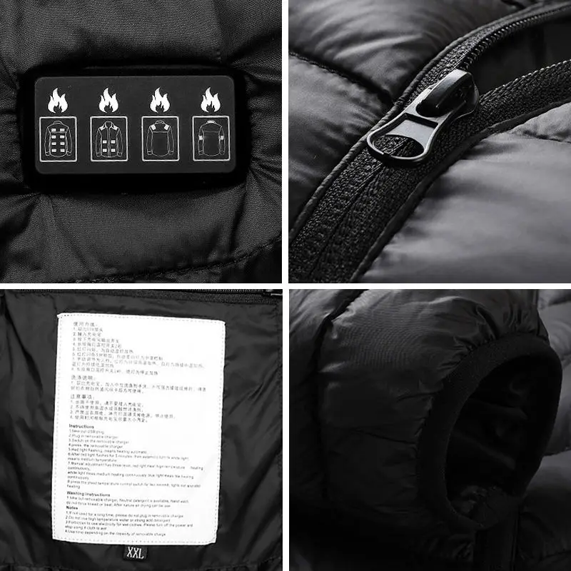 21 Areas Men Heating Jackets Usb Electric Heated Hoodie Winter Heating Clothing Men And Women Warming Hunting Coat Rechargeable heated jacket