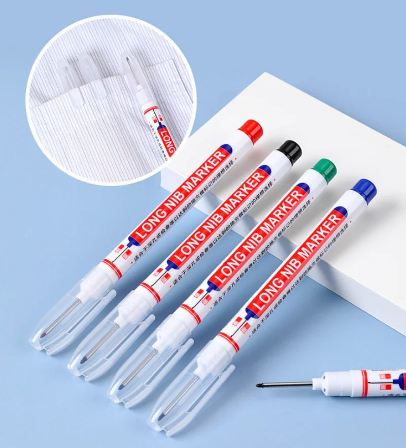 2Pcs 다목적 롱 닙 마커 펜 목공 타일 장 흰색/빨간색/검정색/파란색/녹색 잉크 딥홀 마커 펜