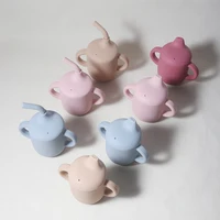 New solid 180ML Baby Silicone Sippy straw Cup BPA-Free Portable Feeding Cup  Leakproof training cup 1
