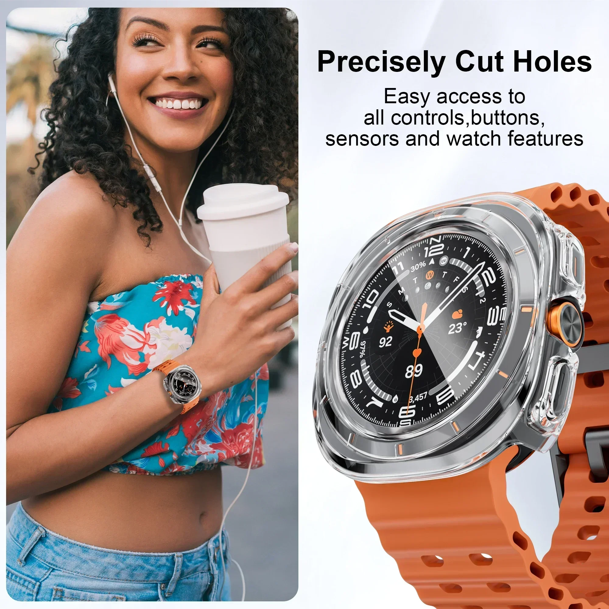 Premium Tempered Glass Waterproof Watch Case Cover - 47mm