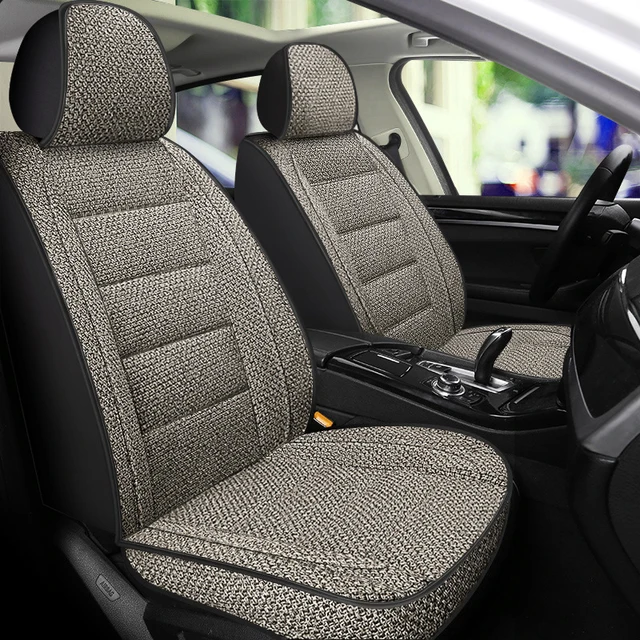 Juste de Siège de Voiture Universelle en Lin, Protection en Tissu Respirant, Coussin Avant Simple, Entièrement Entouré, pour SUV, Camion, Van 2
