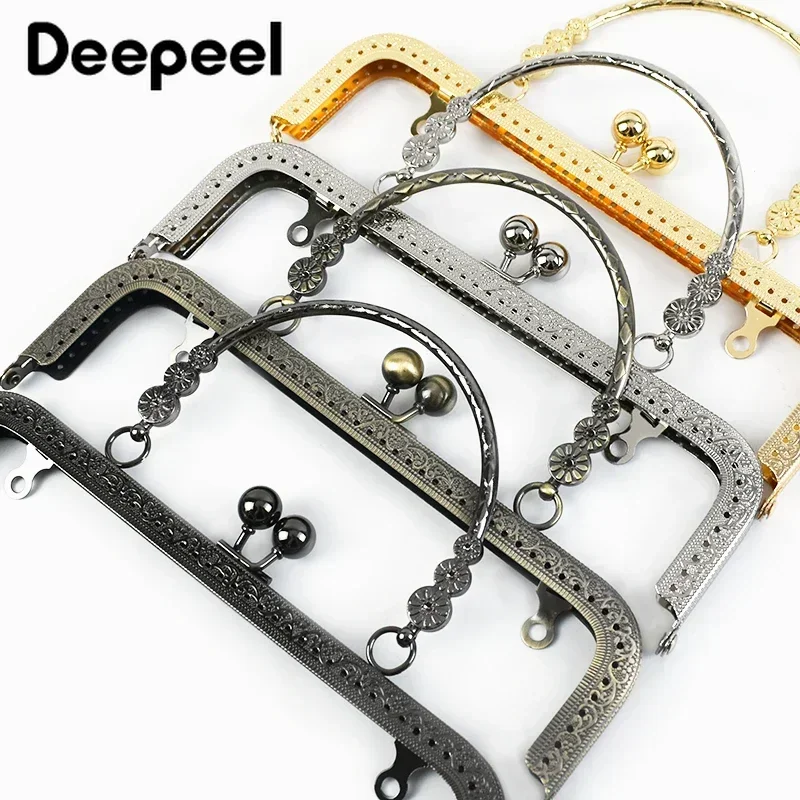 1/2/5 Stücke Deepeel 20,5 cm Geprägte Taschen Griff Geldbörse Rahmen Kupplung Kuss Verschluss Nähen Klammern DIY Metall Tasche Griffe Zubehör