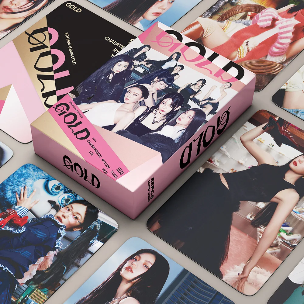 Kpop ITZY Lomo Cards 55pcs/set GOLD Photo Album Lia Photocards for Fans Collection Gift HD Print Cards