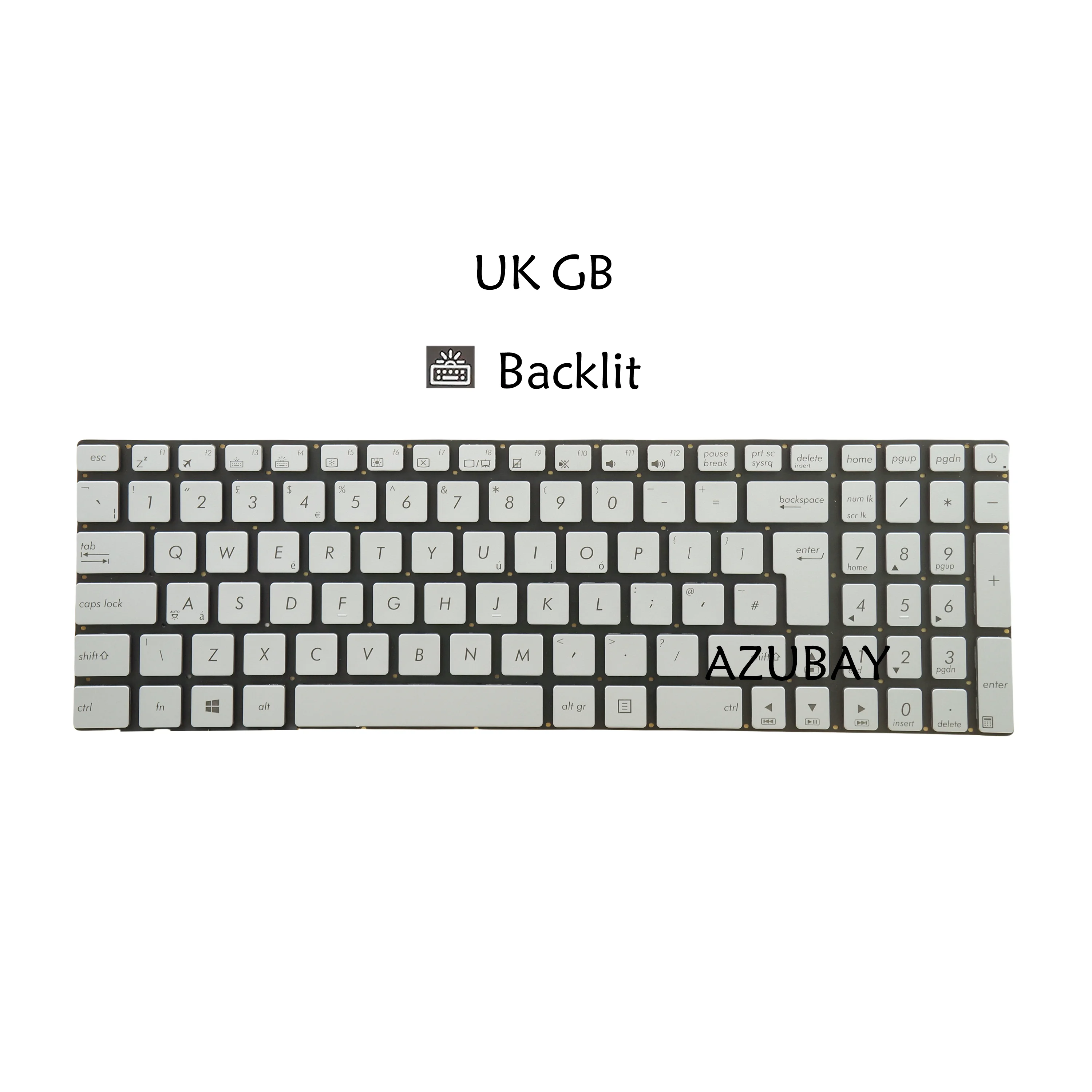 Nuova Tastiera Del Computer Portatile per Asus N551 N551J N551JB N551JK N551JM N551JQ N551JW N551JX N551V Serie Argento US Retroilluminata Senza Cornice  7
