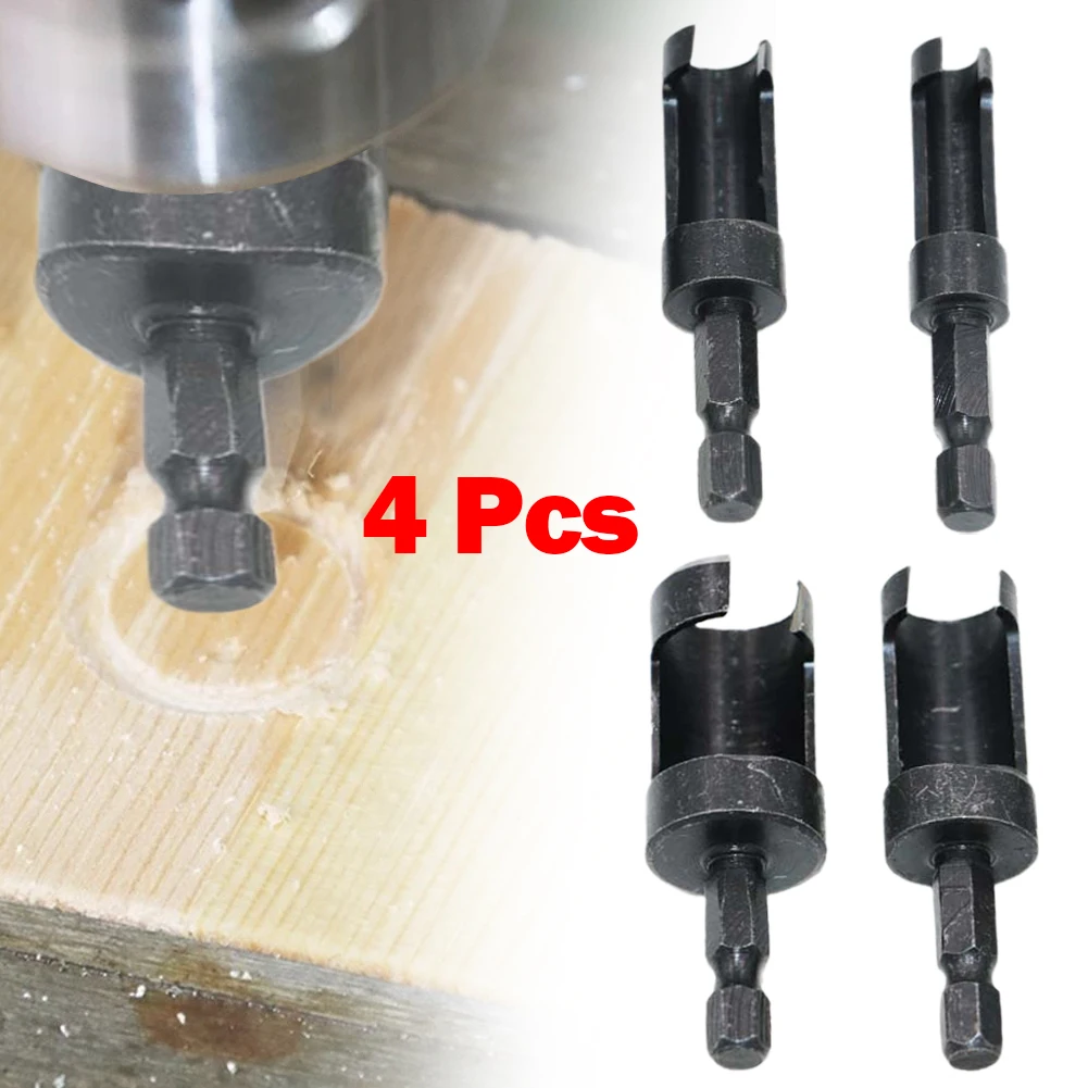 

Hole Cutter Drill Bit 4Pcs Woodworking 6/10/13/16mm Black Bored DIY Round Set Tenon Wood Plug High Carbon Steel