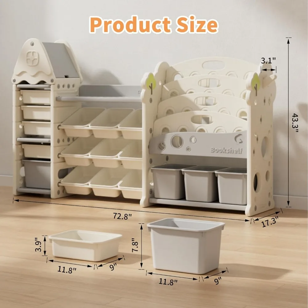 Kids Toy Storage Organizer, 4-Tier Bookshelf for Kids, Multi-Purpose Castle-Shaped Toy Organizer for Playroom 5