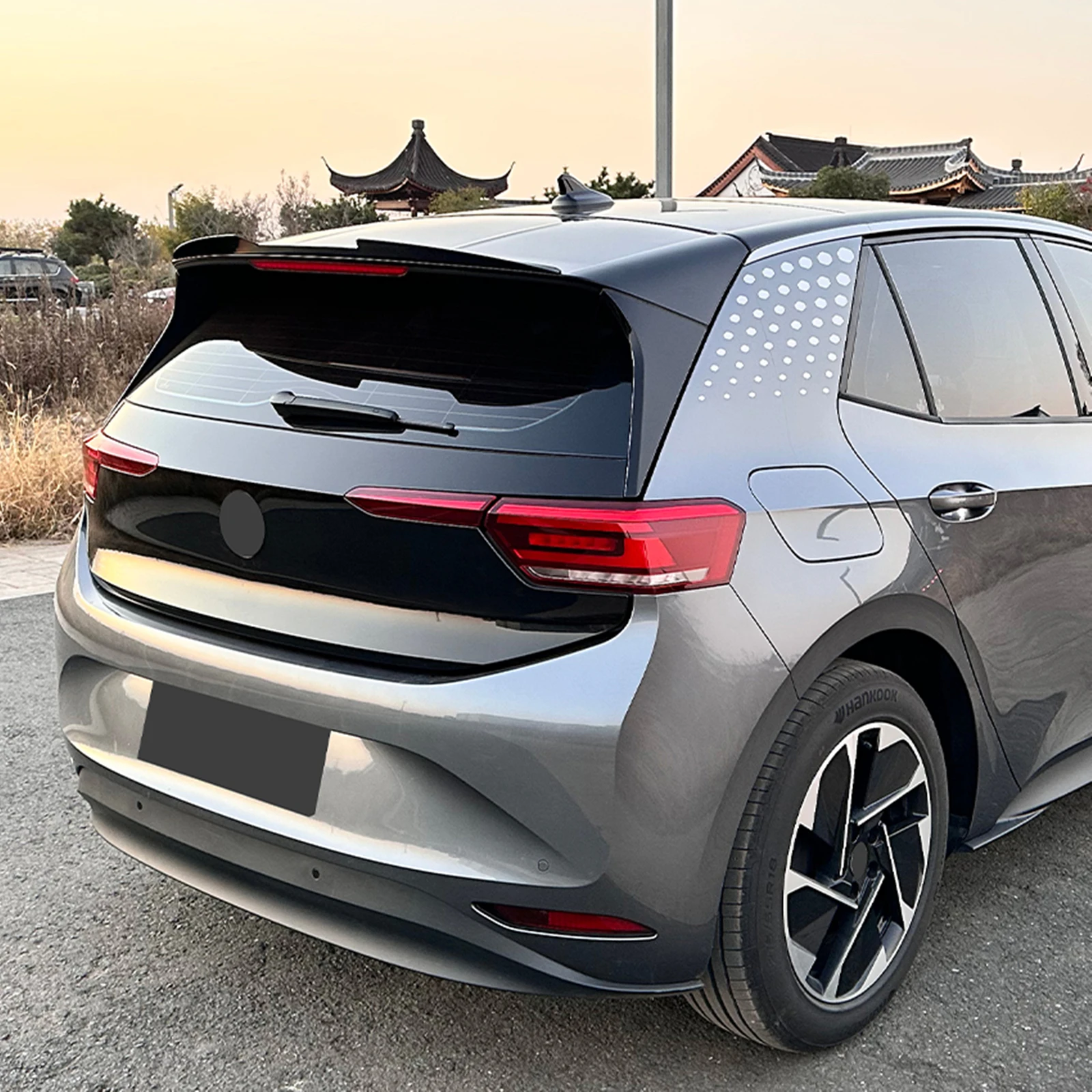 폭스바겐용 리어 루프 스포일러 윙 립, 폭스바겐 VW ID.3 2019-2022 탄소 섬유 룩, 글로스 블랙 테일게이트 윈도우 커버, 상단 스플리터