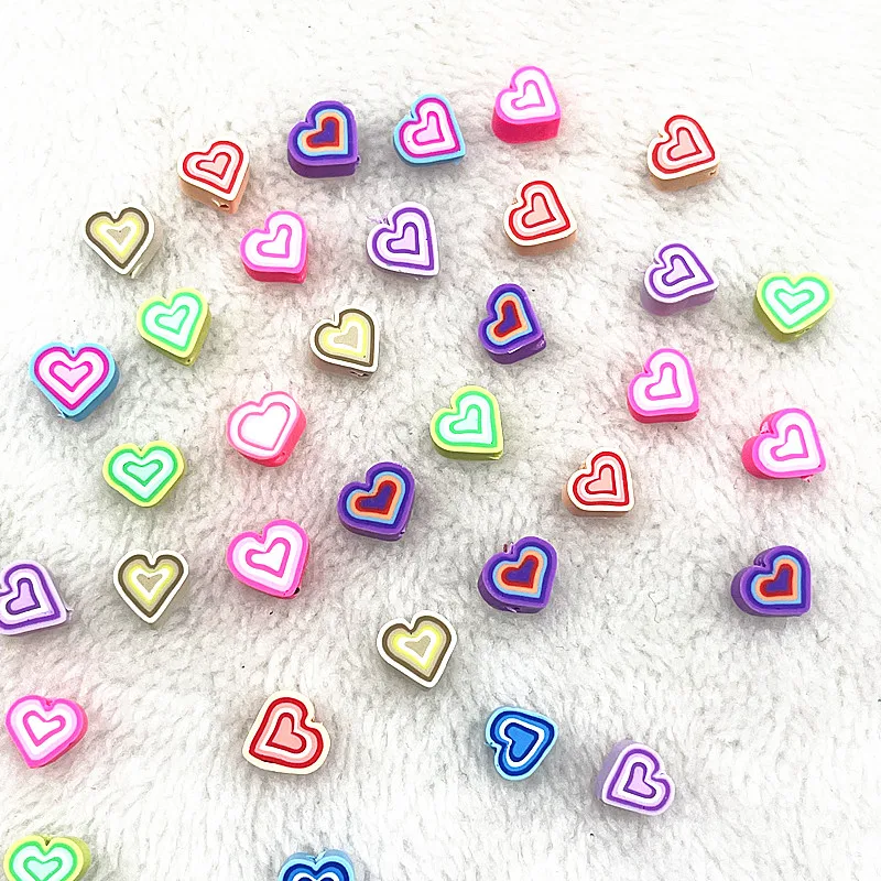 Heart Beads Jewelry Making  Polymer Bracelets Accessories - 30pcs 10mm  Heart Beads - Aliexpress