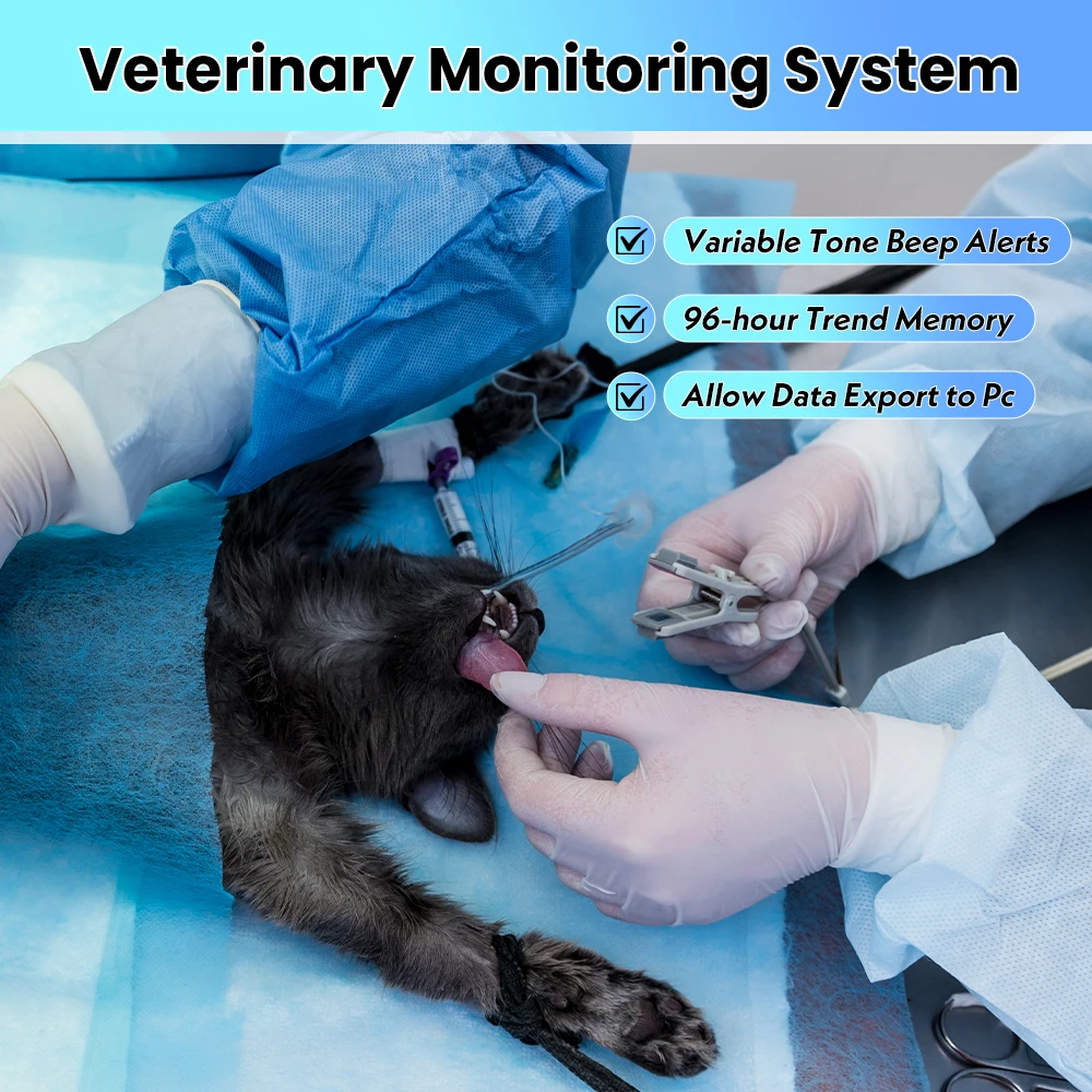 Veterinary Monitor Multiparameter Patient Monitor NIBP SpO2 PR TEMP Monitoring M