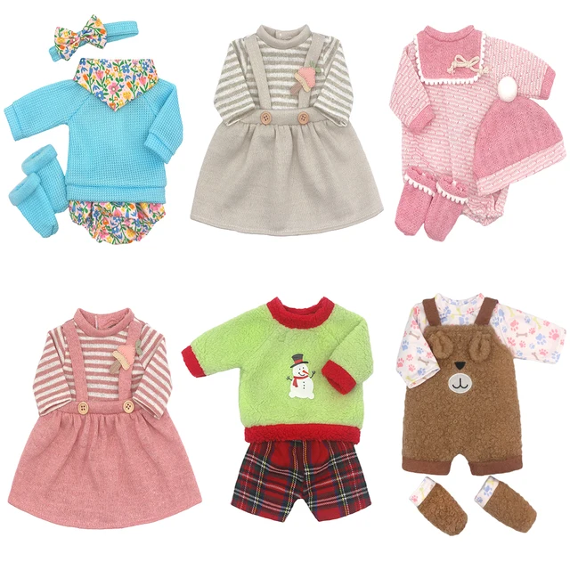 Tenues de poupée pour nouveau-né de 13 à 18 pouces, pulls mignons, barboteuse, costume + chaussures, accessoires de poupée, cadeau d'anniversaire de Festival 1