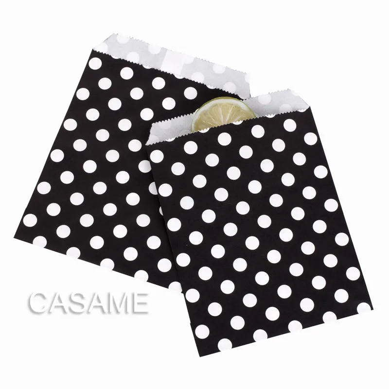 thumbnail image 1 of 25/50/100 piezas Bolsas de papel Bolsas de regalo Bolsas de caramelos Bolsas de lunares Chevron Bolsas de regalo para fiestas de cumpleaños y bodas de Navidad Suministros Bolsas de regalo, 1 of 5