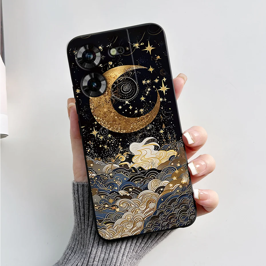 Stylish Black Silicone Phone Case with Pattern - Slim and Soft  Cover