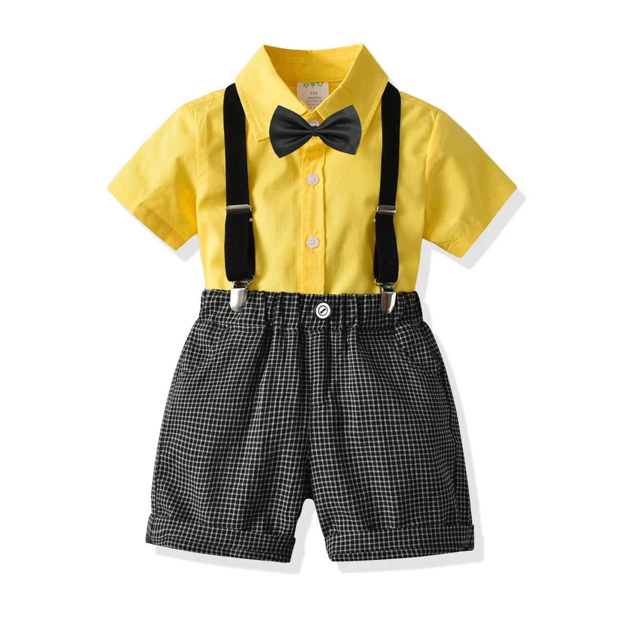 

Baby Boy Children Gentleman Outfit Clothes Kids 2pc Set Shirt Suspenders Summer Clothes Estival Clothing