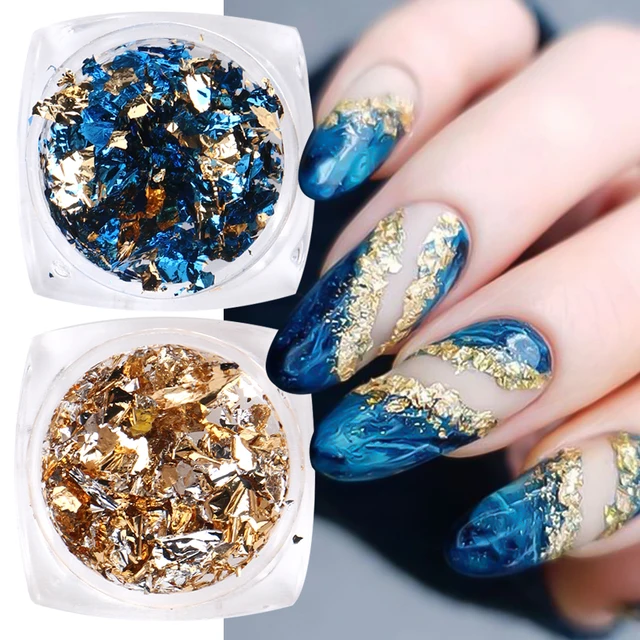 Nail Glitter Flakes Aluminum Foil Sequins Gold Silver Chrome Powder  Irregular Sticker 3D Nail Art UV Gel Decoration Accessories - AliExpress