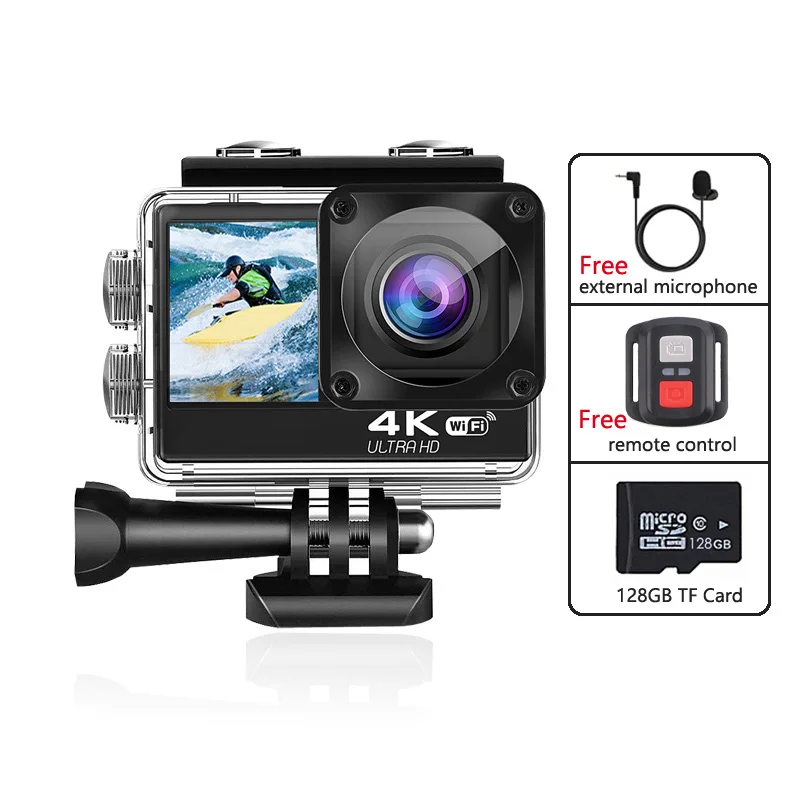 H11 Action Camera 4K 60FPS 20MP EIS 2.0 Touch LCD Dual Screen WiFi Waterproof Remote Control 4X Zoom Sports Cam surfing 