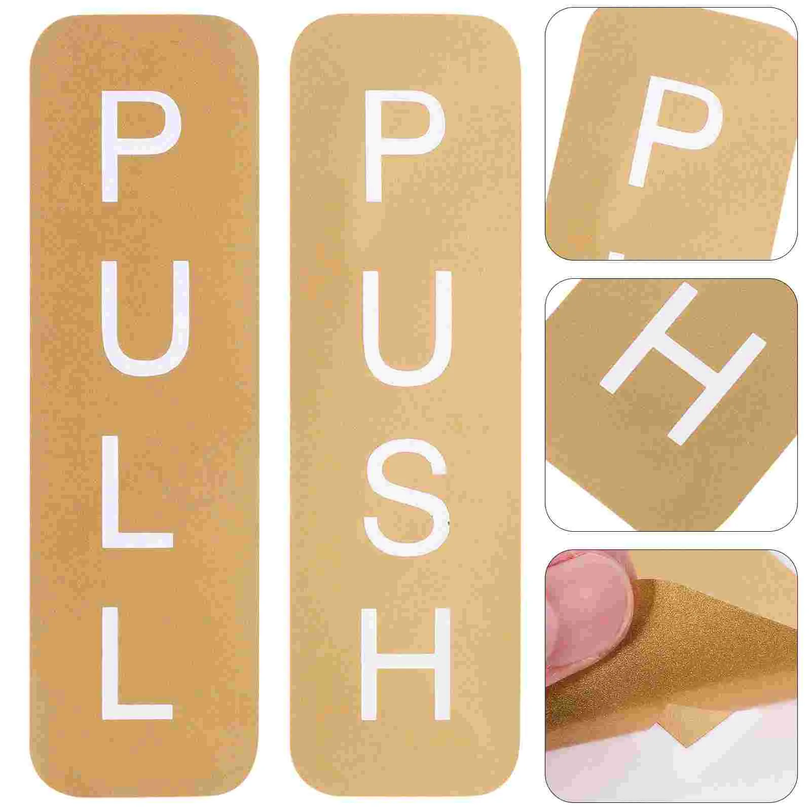 Gold Sliding Door Sticker Pull Push Nail Sticker Sticky Pvc Sign for Office
