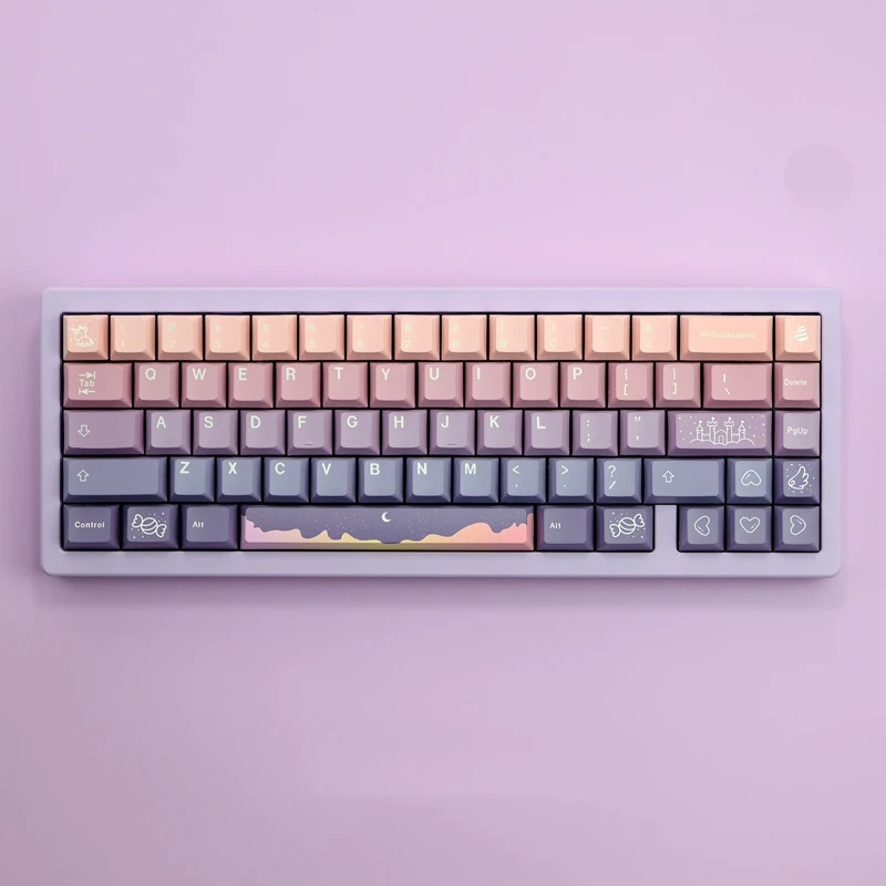 Fairy Tale Star Moon Keycaps Grupo Pbt Dye Subbed Perfil Cereja Keycap para Poker 75 Anne Gh60 Gk64 136 Chaves