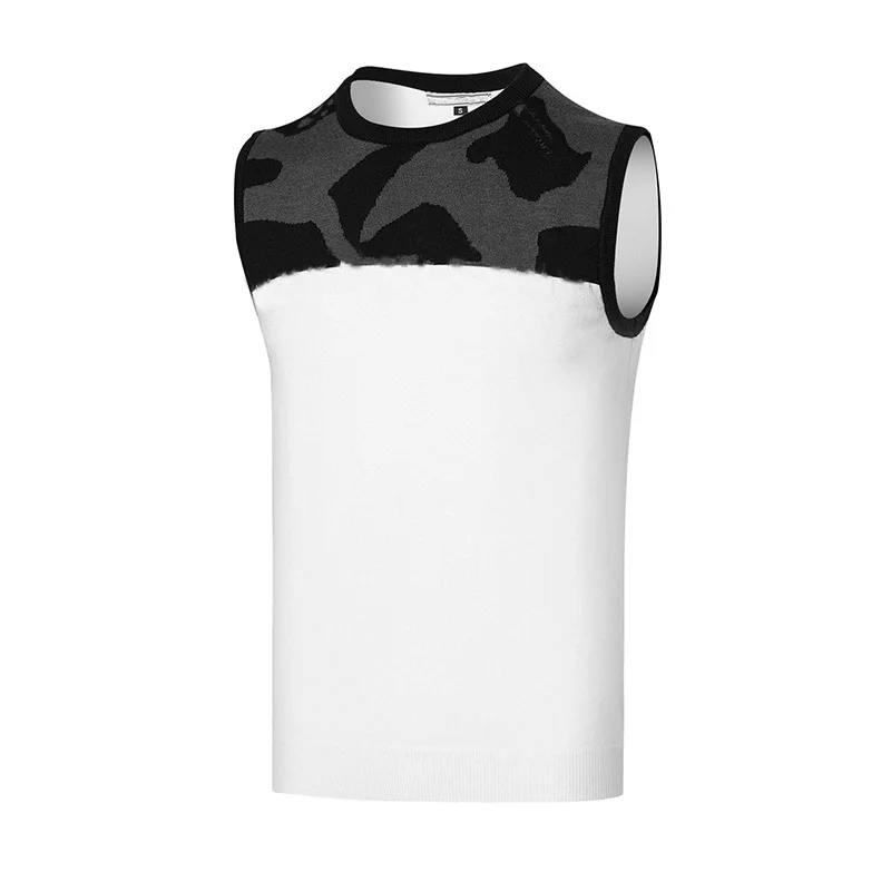 

Autumn Winter New Men's Clothing Golf Sports Sleeveless Sweater White Or Black Large Size Fashion Casual Thermal Vest Free Shipp