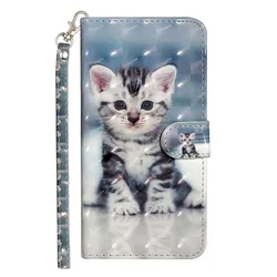 Premium PU Leather Wallet Case with Shockproof Stand Holder and Pocket Lanyard - Pixel 8 (Cat)