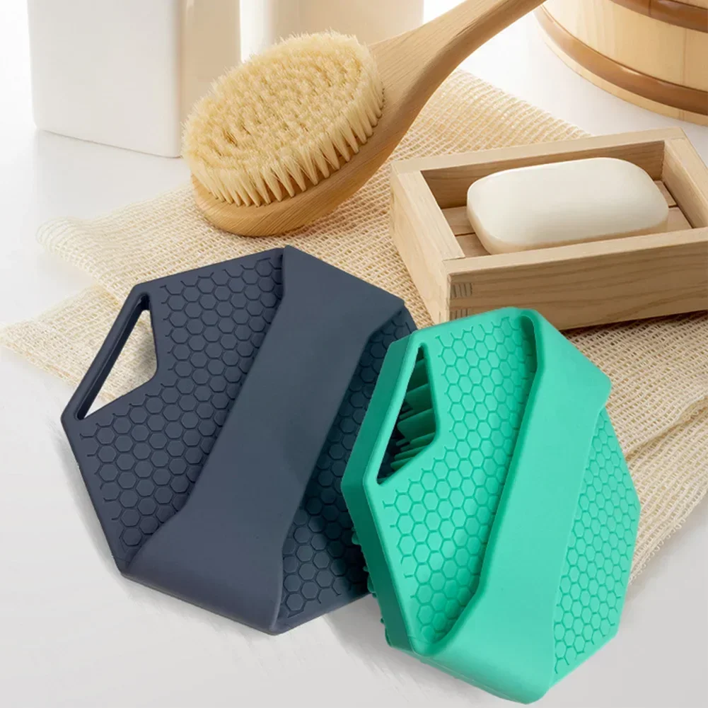 Description Picture 2 of itemPolygonal silicone shower brush, handheld skin cleansing scalp massage, exfoliating, moisturizing and moisturizing shower tool