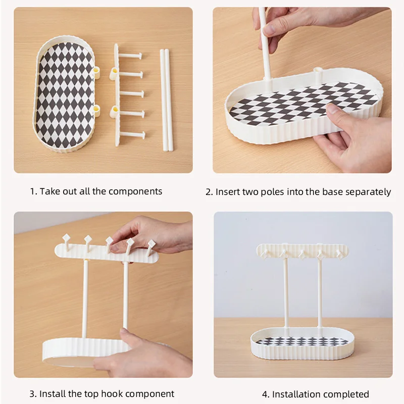 Jewelry Organizer Display Stand Earrings Bracelet Necklaces Rings Storage Rack Hanging Organizer Holder Tray