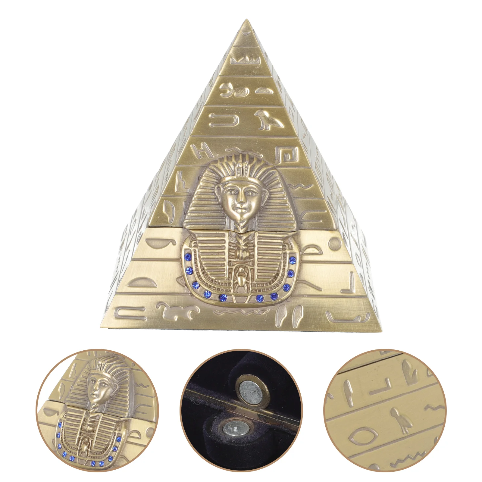 Ancient Egyptian Pyramid Shaped Jewelry Box Metal Pyramid Decoration Pyramid Storage Container - Image 2