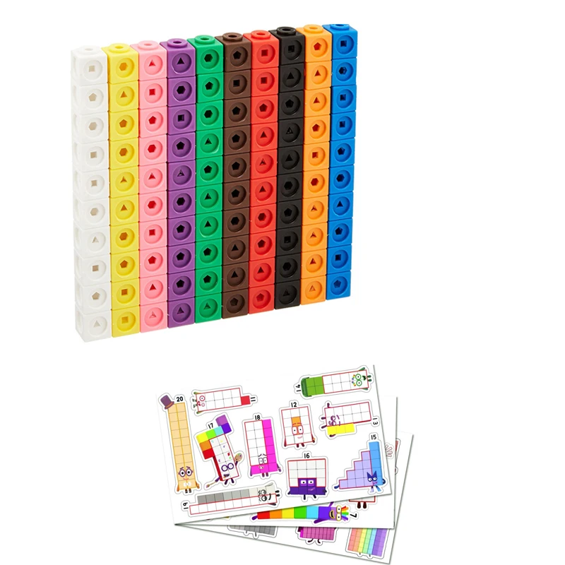 100pcs Mathematics Linking Cubes Blocks Kids Educational Numbers Toys educational toys building blocks toys math toys