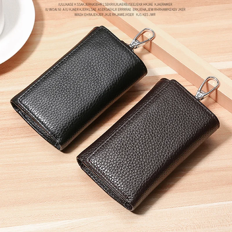 Key Holder Genuine Leather Key Holder Wallet Key Organizer with Card Slots,key organizer,key holder,key purse