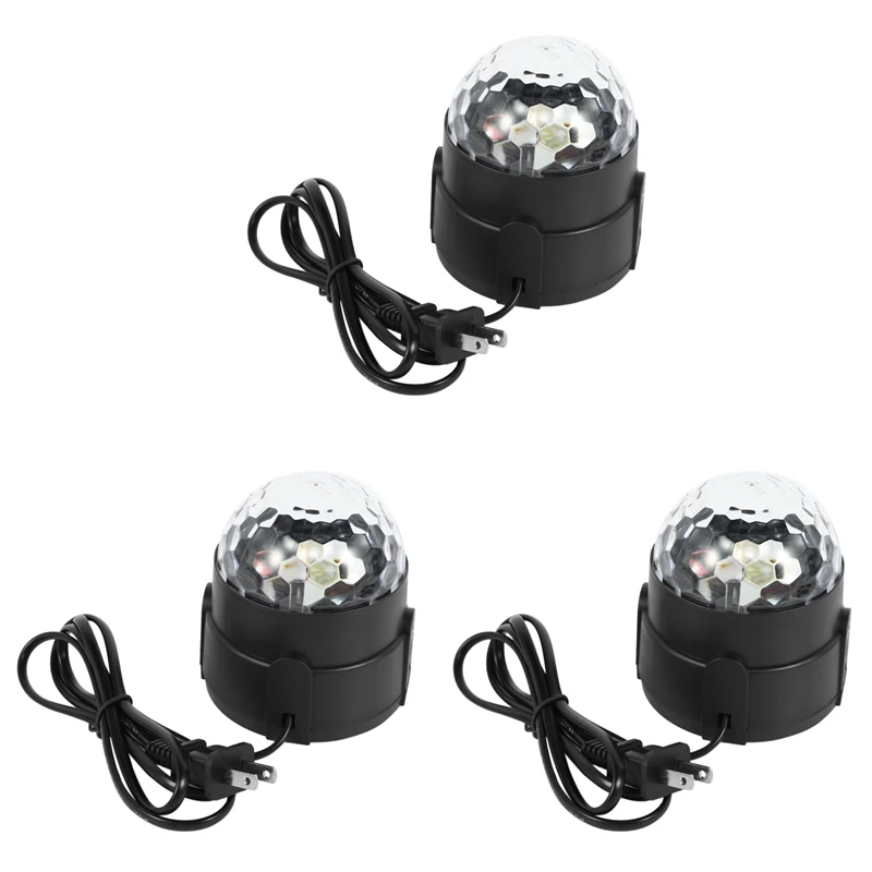 

3X Sound Activated Party Lights With Remote Control Dj Lighting, RBG Disco Ball, Lamp 7 Modes Stage Par Light (US Plug)