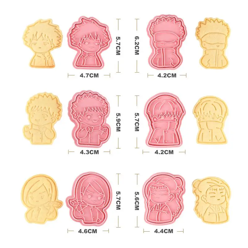 Demon Slayer Biscuit Mold Cookie Cutter 6Pcs/set 3D Press Christmas Cutters Biscuit Stamp Fondant Mould Baking Sugarcraft Mold Cookie Cutter Cookie Mould Cookie Printing Mold Baking Mold Cookie Maker Press Kit Fondant Cutter