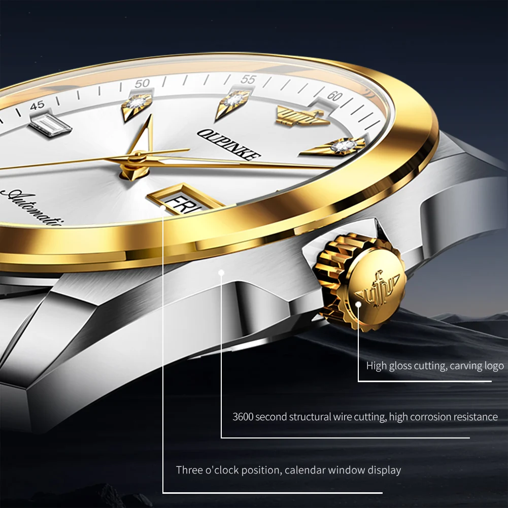 OUPINKE 3286 Men Watch Luxury High end Men Automatic Mechanical Watch Tungsten Steel Calendar Sapphire HD Waterproof Watch Reloj 4