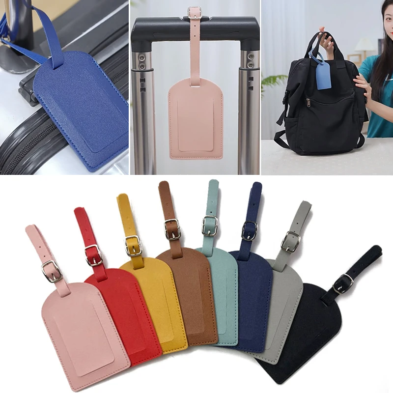 

Portable PU Leather Luggage Tag Suitcase Identifier Label Baggage Boarding Bag Tag Name ID Address Holder Travel Accessories