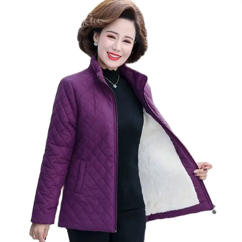 

Middle-aged Mother Winter Short Coat Fleece Cotton-padded Jacket Middle-aged And Elderly Fashion Loose Warm Cotton-Padded Jacket