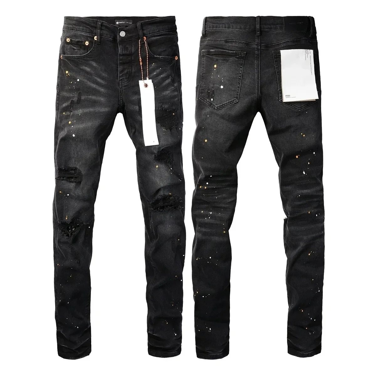 Brand Jeans American High Street Paint Hole Black 9045 2024 New Fashion Trend High quality Jeans images - 6