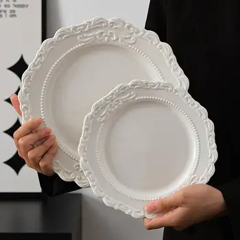French Ceramic Relief Dinner Plates 1