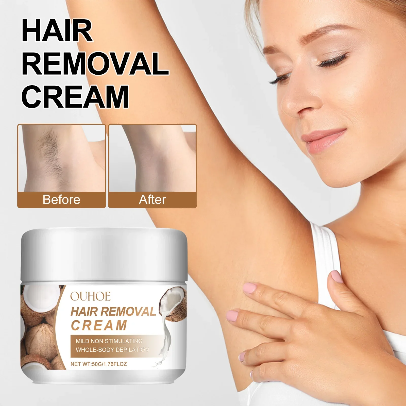 Krema za odstranjevanje dlak, neboleč epilator, trajno zaviranje rasti dlak, ustnice, pazduhe, zasebno bikini, telo, obraz, depilacijsko mazilo_voghion.com