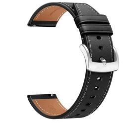 Premium Genuine Leather Watch Strap with Quick Release - 20mm/22mm, Unisex Timeless Design for 22mm (Black)