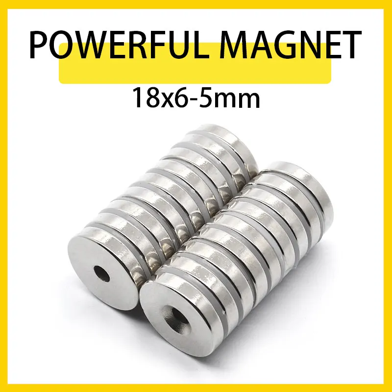 

2~50PCS 18x6-5mm Round Neodymium Magnet Thick 6mm Countersunk Hole Strong Permanent Rare Earth Magnet 18*6-5mm