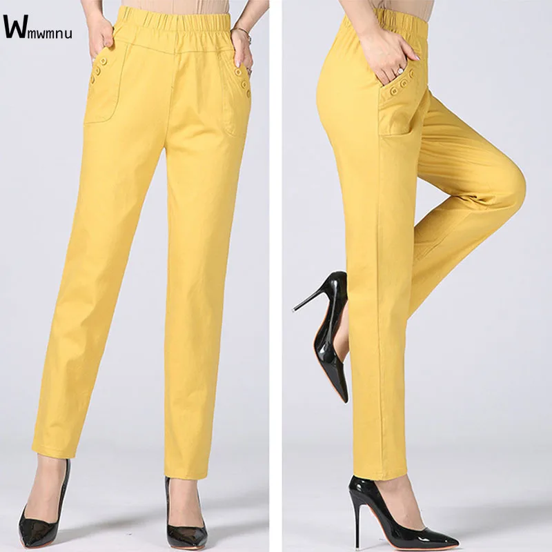 

Casual Cotton Straight Pants Oversized Elastic Waist Pencil Trousers Women Spring elegant cute sweatpants Joggers Female