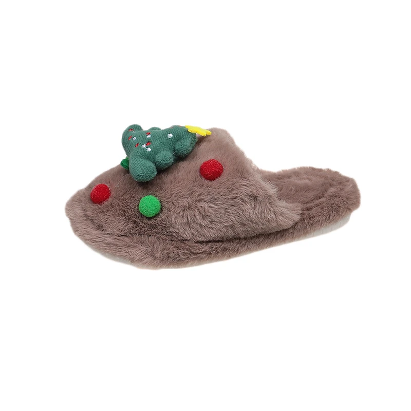 2025 Children Plush Slippers for Girls Boys Winter New Fashion Korean Style Soft Bottom Anti-slippery Versatile Christmas Shoes